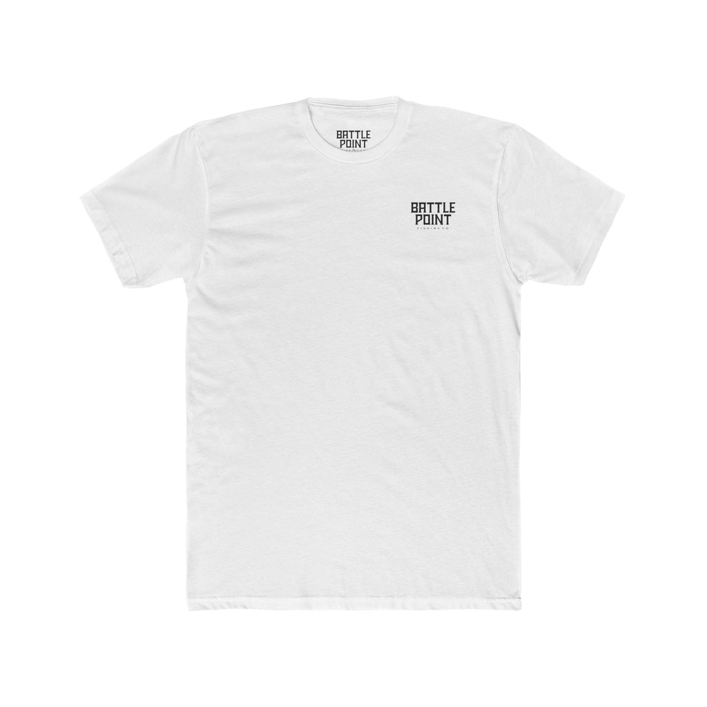 The Hook Set fishing t-shirt back and front  graphic design showing fishing hook and battle point fishing company