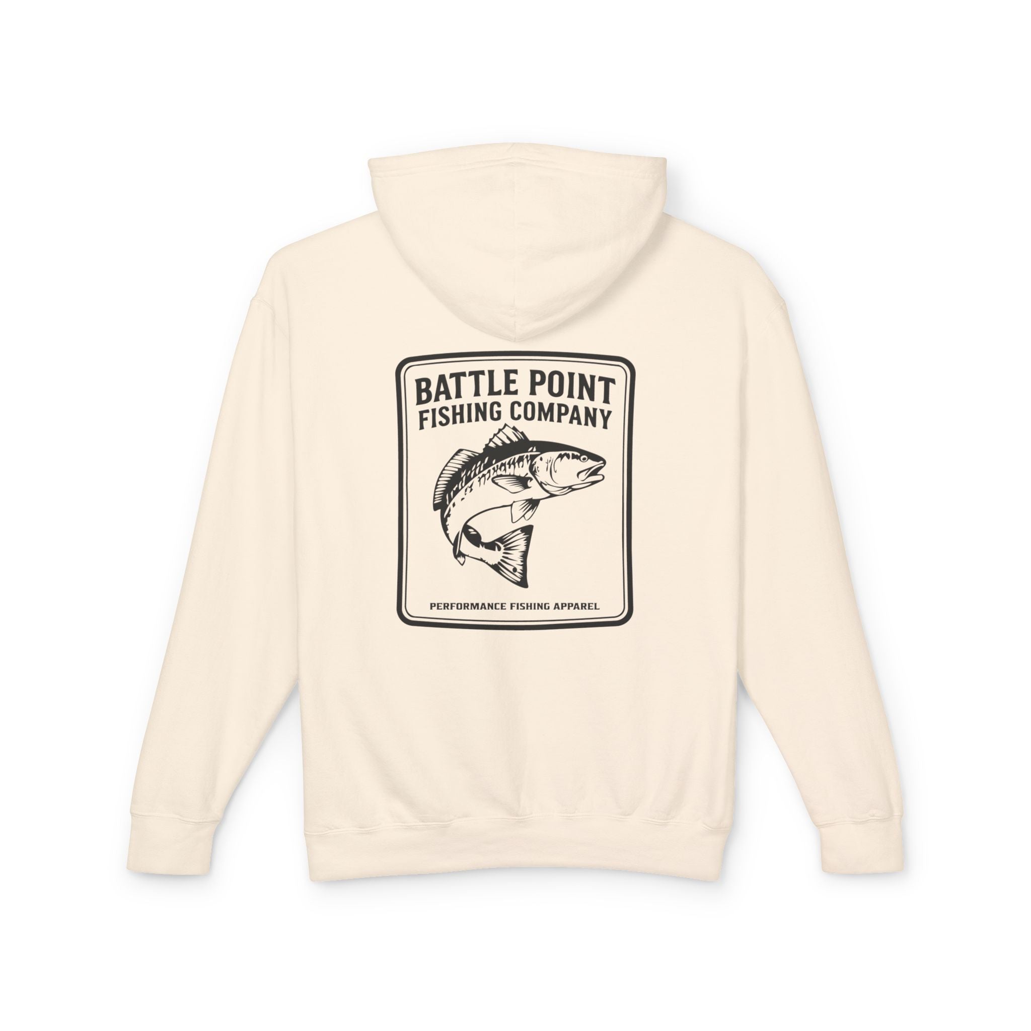 Battle Point Fishing Co. vintage fish hoodie back design