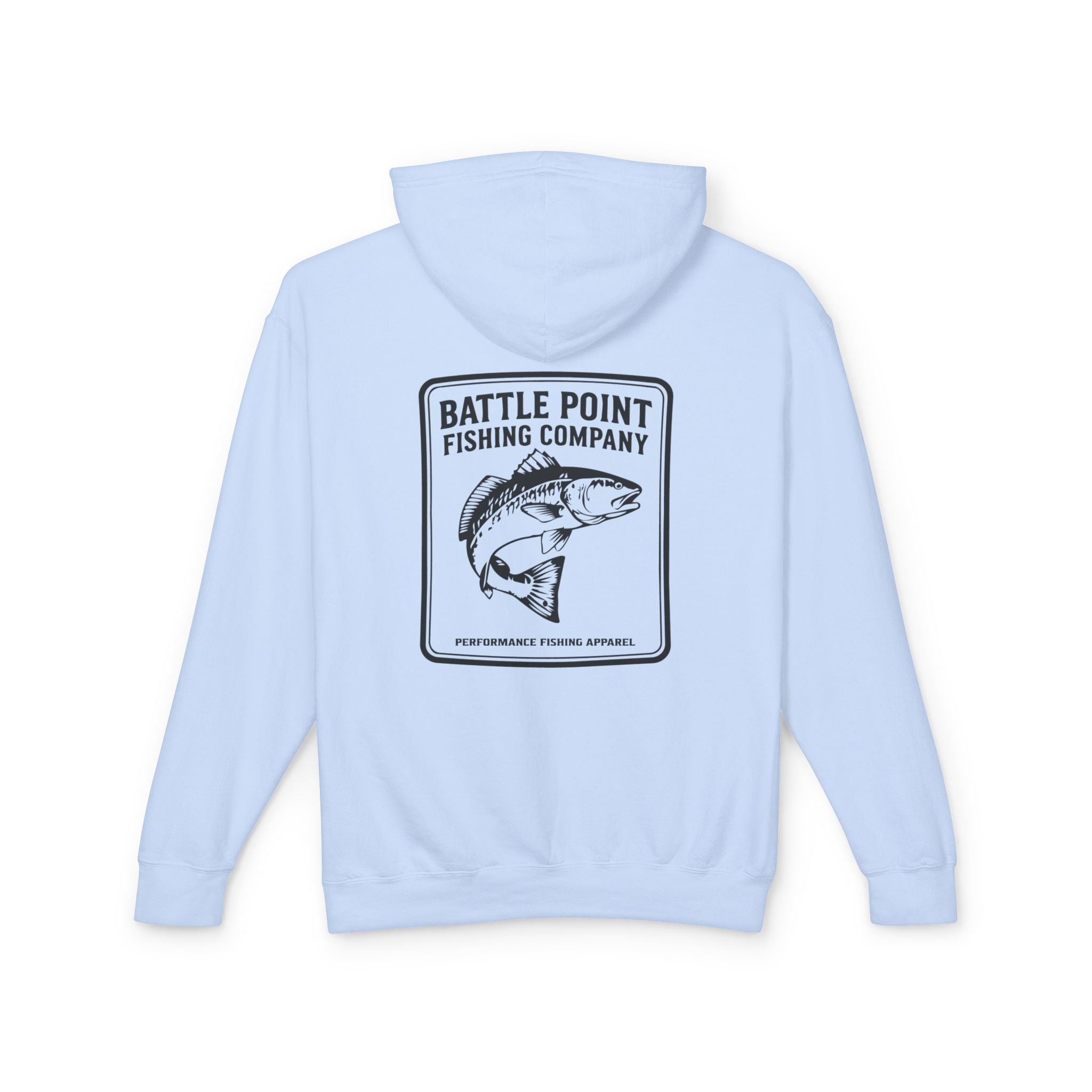 Vintage fish lightweight hoodie front view with retro graphic design"