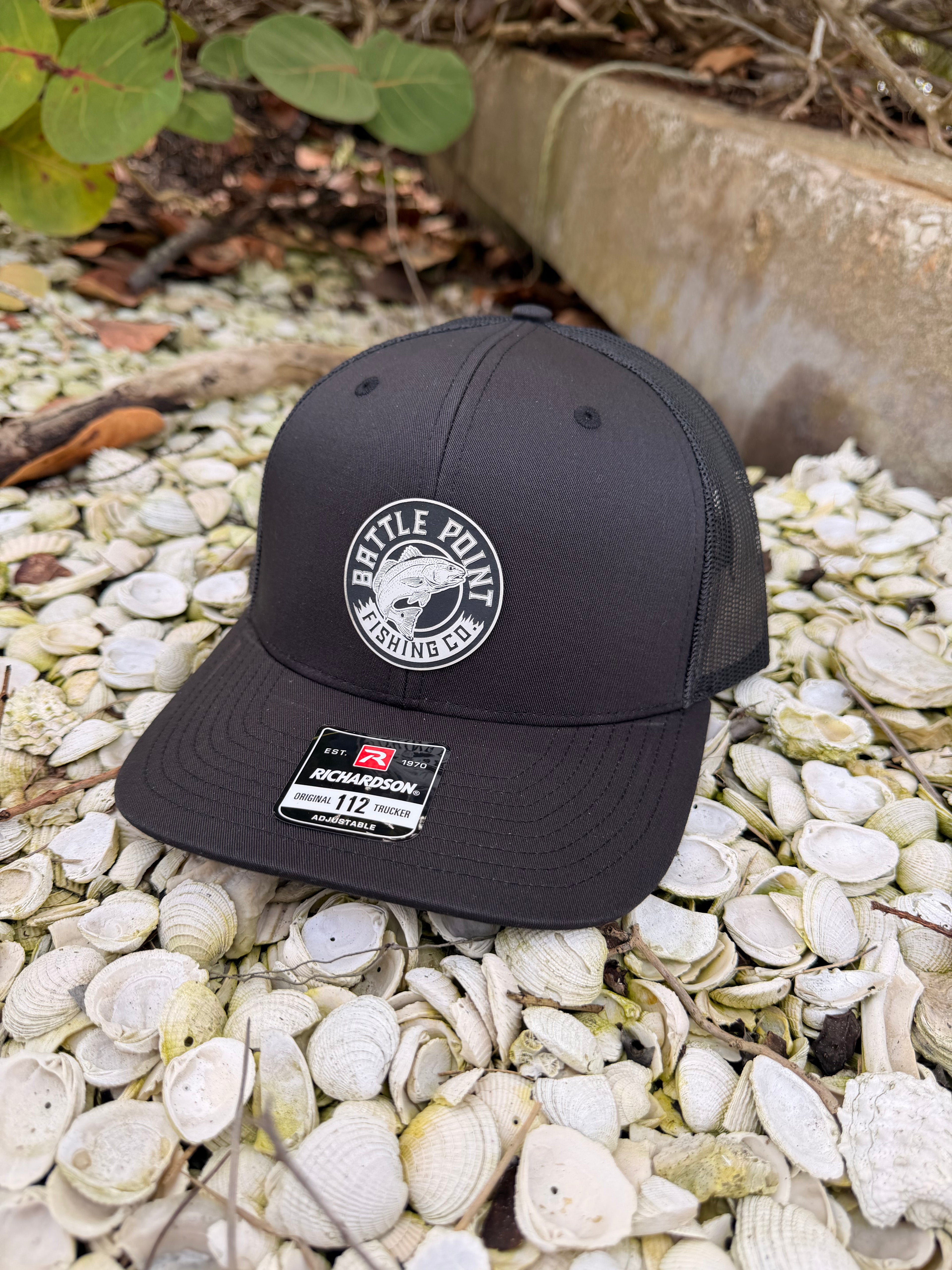 Redfish snapback hat curved bill detail for sun protection