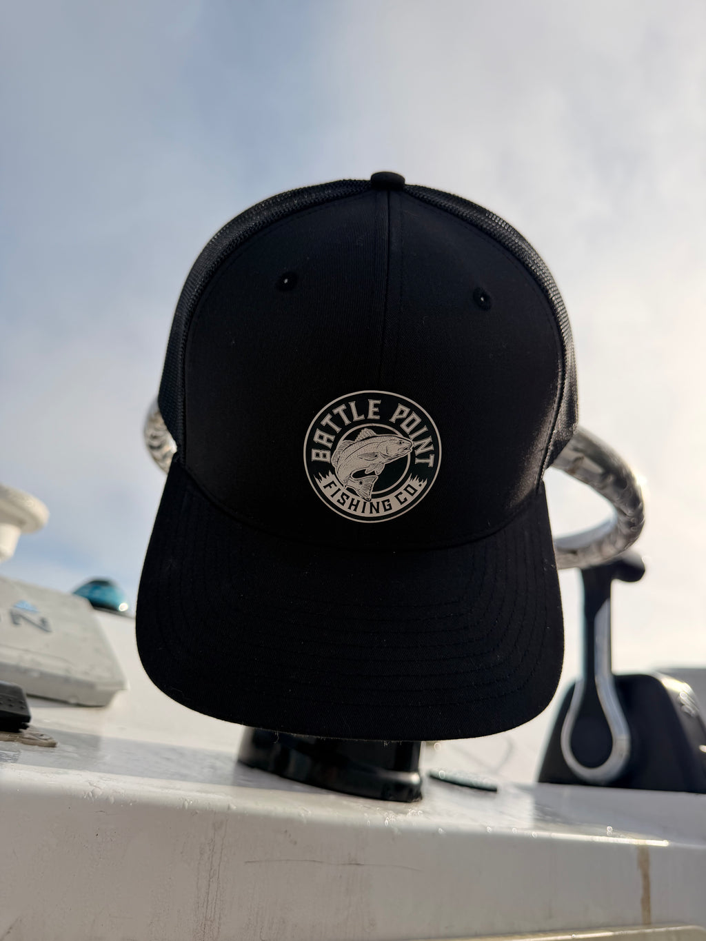 Premium structured snapback fishing cap with adjustable closure